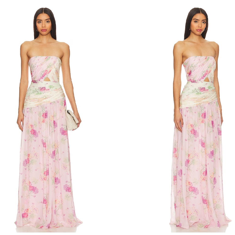 LoveShackFancy Pintil Gathered Strapless Maxi Dress In Floral Size 8 (NWT)